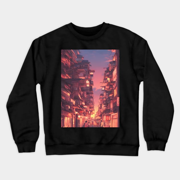 Olden Days in the Japanese Streets Cultural Moments Crewneck Sweatshirt by DaysuCollege